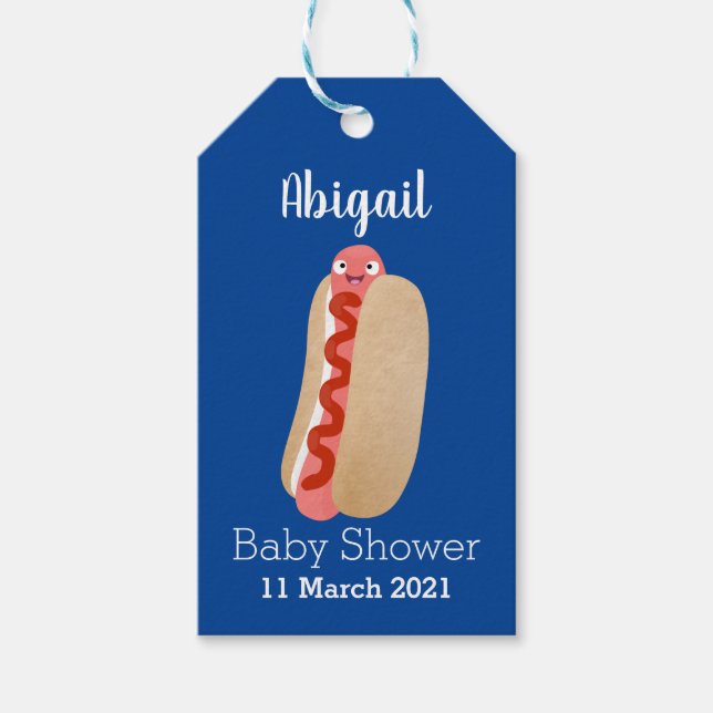 Étiquettes-cadeau Curieux hot dog Weiner dessin animé (Devant)