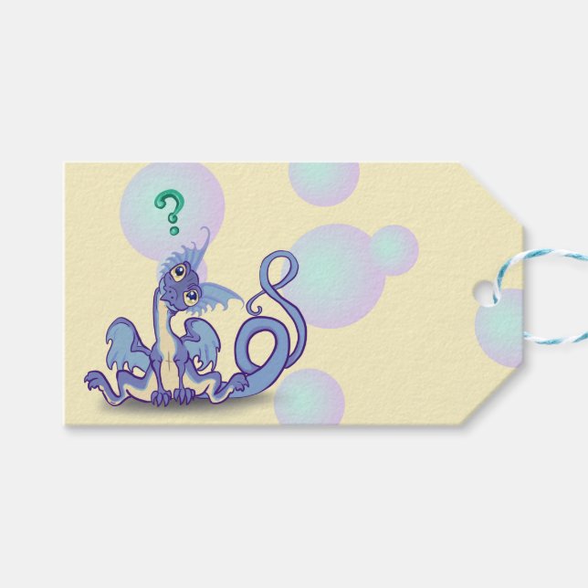 Étiquettes-cadeau Curieux Petit Dragon (Devant (Horizontal))