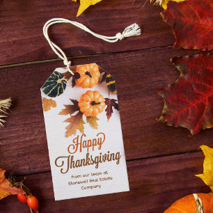 Étiquettes-cadeau Custom Business Thanksgiving Beau Citrouille