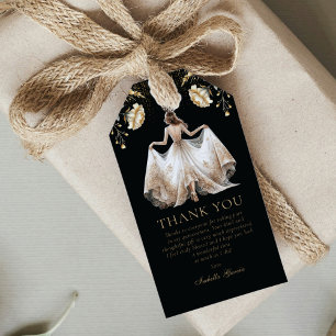 Étiquettes-cadeau Custom Luxe Black Ivory & Gold Quinceañera