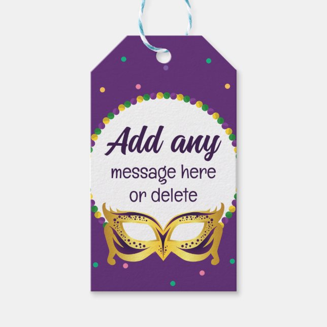 Étiquettes-cadeau CUSTOM Mardi Gras Theme Party Fun perles festives (Devant)
