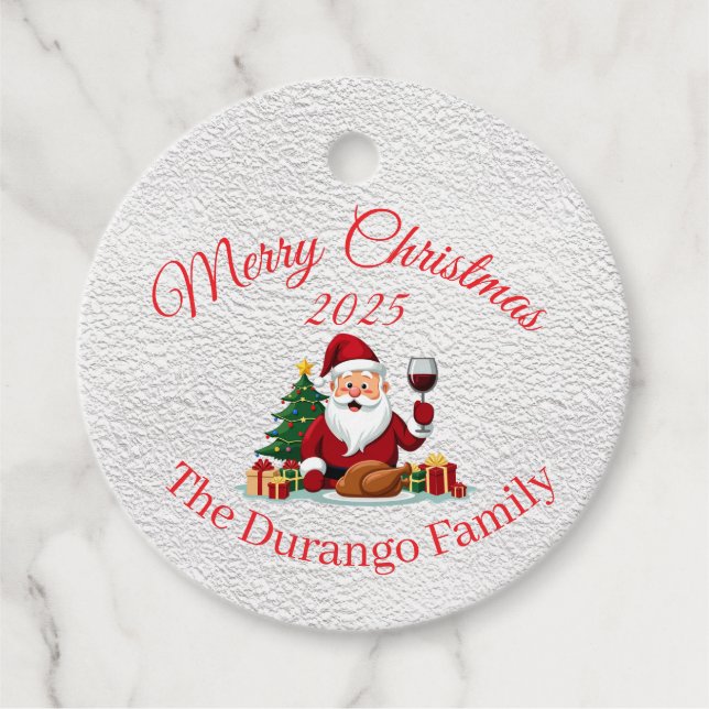 Étiquettes Cadeau Customisable Happy Santa Claus Christmas Dinner (Devant)
