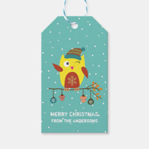 Étiquettes-cadeau Customisé "Joyeux Noël" Mignonne Chouette de No