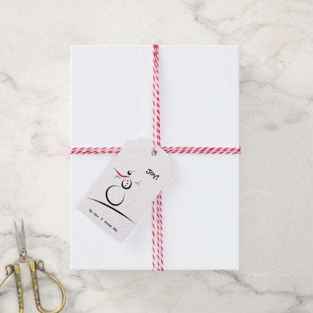Étiquettes-cadeau CUT SNOWMAN 'Joyeux Noël' (Avec de la ficelle)