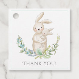 Étiquettes Cadeau Cute Animaux Bunny Baby shower vert personnalisé