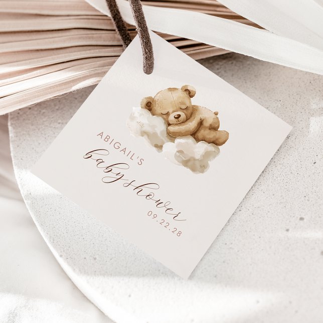 Étiquettes Cadeau Cute Aquarelle Baby shower Ours Teddy (Créateur téléchargé)