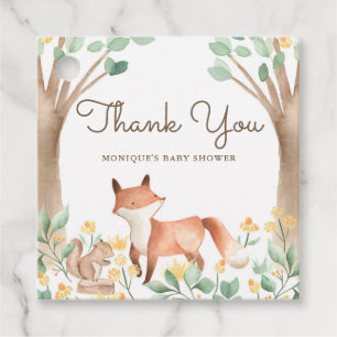 Étiquettes Cadeau Cute aquarelle bois renard Baby shower Merci