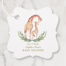 Étiquettes Cadeau Cute Aquarelle Giraffe Baby shower fille