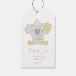 Étiquettes-cadeau Cute aquarelle Koala Merci fête d'anniversaire