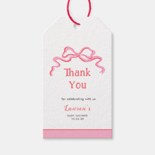 Étiquettes-cadeau Cute arc rose fille Baby shower Merci