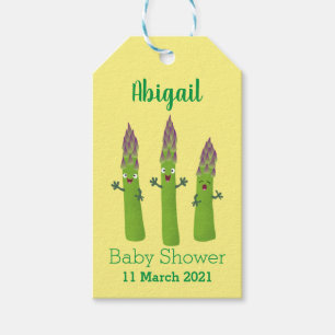 Étiquettes-cadeau Cute asperges chantant un trio végétal dessin anim