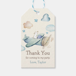 Étiquettes-cadeau Cute Aviator Thème Toddler Boy's Birthday Party