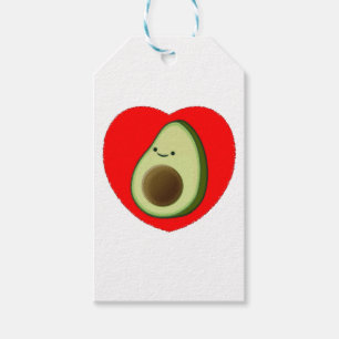 Étiquettes-cadeau Cute Avocado Dans Le Coeur Rouge
