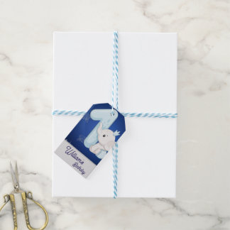 Étiquettes-cadeau Cute Baby Elephant First Birthday