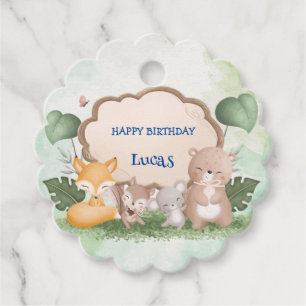 Étiquettes Cadeau Cute Bear squirrel jungle tropicale fête d'anniver