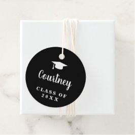 Étiquettes Cadeau Cute Black Simple Mortier Board Moderne Graduation
