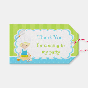 Étiquettes-cadeau Cute Blonde Cheveux Bois Baking Anniversaire