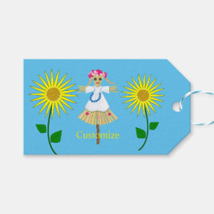Étiquettes-cadeau Cute Blonde Pigtails Scarecrow