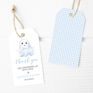Étiquettes-cadeau Cute Blue Little Boo Bow Baby Boy Merci douche gar