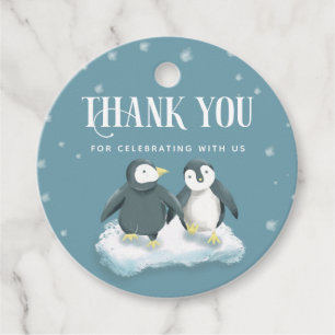 Étiquettes Cadeau Cute Blue Winter Wonderland Baby shower de pingoui