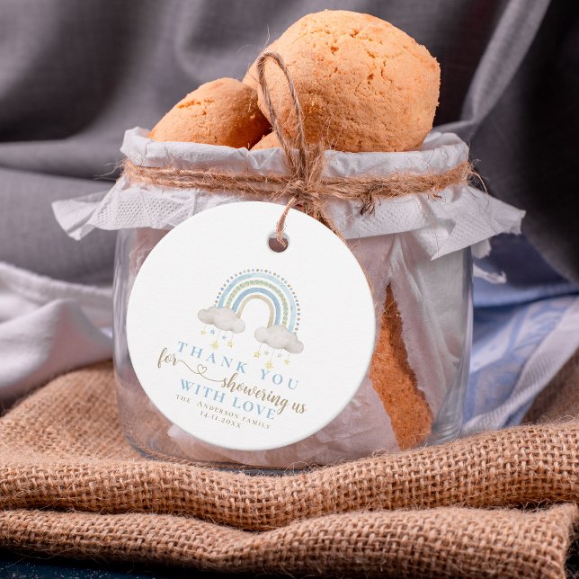 Étiquettes Cadeau Cute Boho Whimsical Rainbow Baby shower (Cute Boho Whimsical Rainbow Boy Baby Shower Favor Tags )