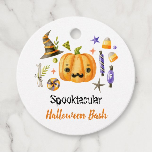 Étiquettes Cadeau Cute Boo Citrouille Spooktacular Halloween Bash Pa (Devant)