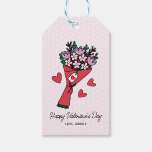 Étiquettes-cadeau Cute Bouquet Coeurs Polka Dot Valentines Jour