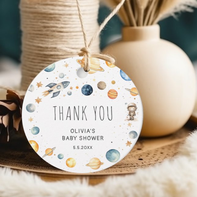 Étiquettes Cadeau Cute Boy Astronaut Baby shower spatial (Créateur téléchargé)