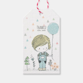 Étiquettes-cadeau Cute Boy blonde cheveux d'anniversaire Merci étiqu