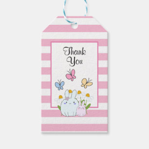 Étiquettes-cadeau Cute Bunnies avec marguerites de printemps et papi