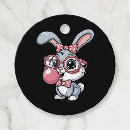 Étiquettes Cadeau Cute Bunny with Glasses Blowing Bubble Gum