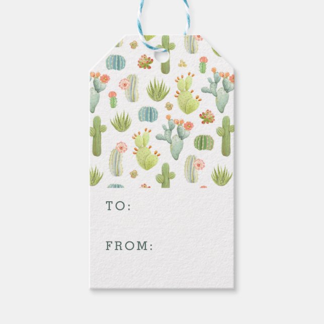 Étiquettes-cadeau Cute Cactus Motif (Devant)