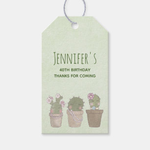 Étiquettes-cadeau Cute Cactus Trio Aquarelle Design Anniversaire Fav