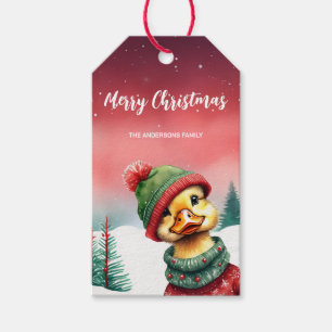 Étiquettes-cadeau Cute Canard goose Père Noël fête de Noël Neige gos
