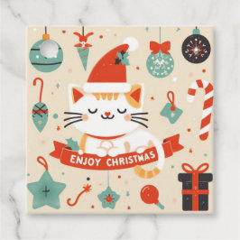 Étiquettes Cadeau Cute chat Profitez de la saison de Noël