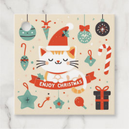 Étiquettes Cadeau Cute chat Profitez de la saison de Noël