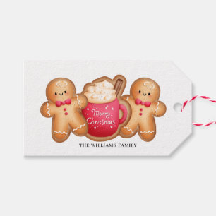 Étiquettes-cadeau Cute Christmas Gingerbread Nom de cacao