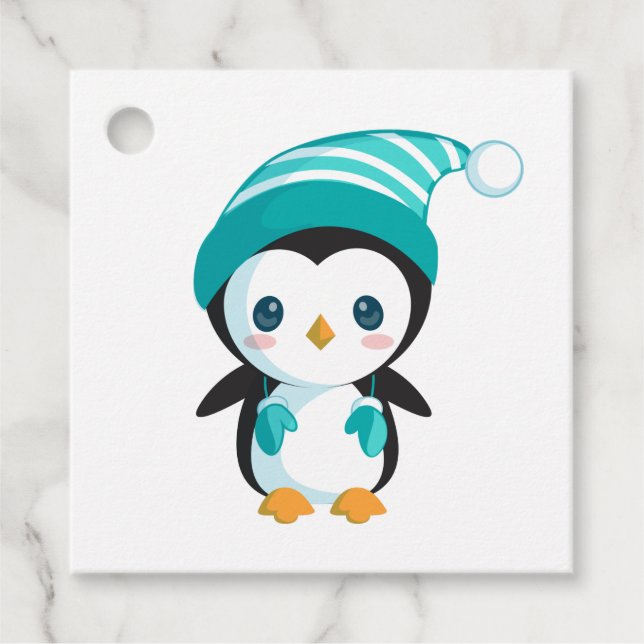 Étiquettes Cadeau Cute Christmas Penguin (Devant)