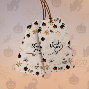 Étiquettes-cadeau Cute Citrouille Chat Noir Halloween Motif