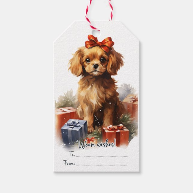 Étiquettes-cadeau Cute Cocker Spaniel Chien (Devant)