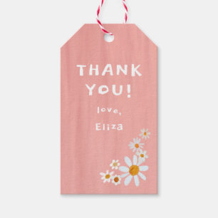 Étiquettes-cadeau Cute Daisies Gouache MERCI de Baby shower personna