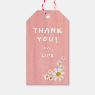 Étiquettes-cadeau Cute Daisies Gouache MERCI de Baby shower personna
