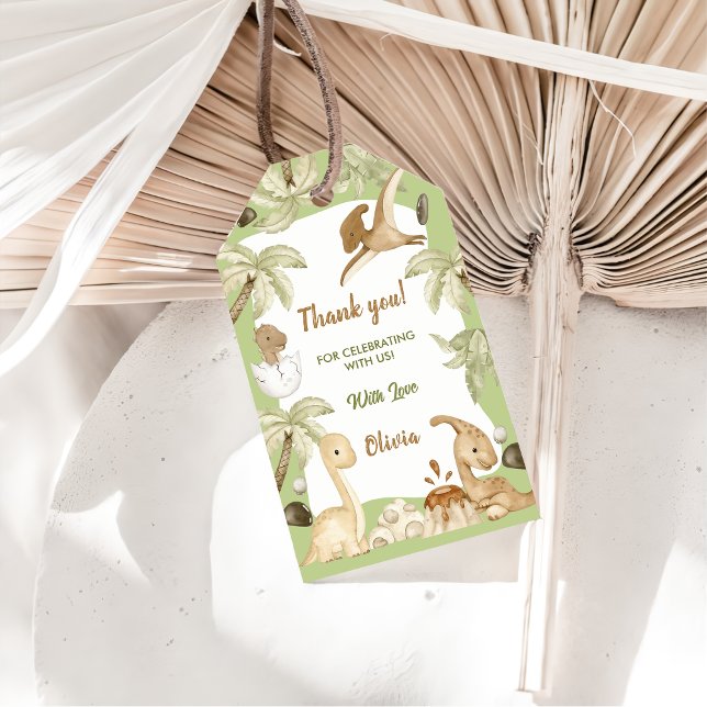 Étiquettes-cadeau Cute Dinosaur Boy Anniversaire (Créateur téléchargé)