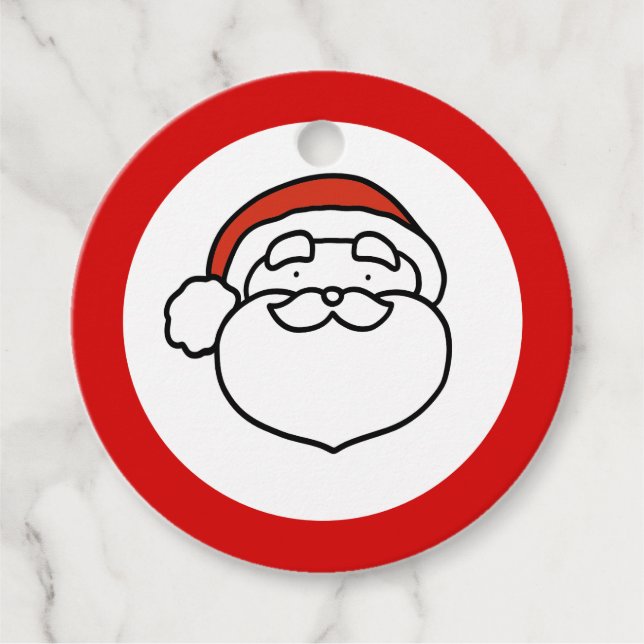 Étiquettes Cadeau Cute Doodle Art Christmas Santa on Red (Devant)