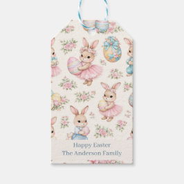 Étiquettes-cadeau Cute Easter Bunny Floral Pattern - Pastel Spring 