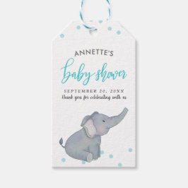 Étiquettes-cadeau Cute Elephant bleu Confetti Baby shower Merci