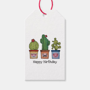 Étiquettes-cadeau Cute Famille Cactus En Aquarelle