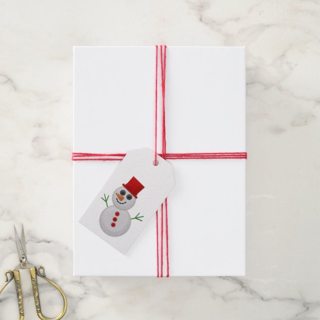 Étiquettes-cadeau Cute Faux Felt Snowman (Avec de la ficelle)