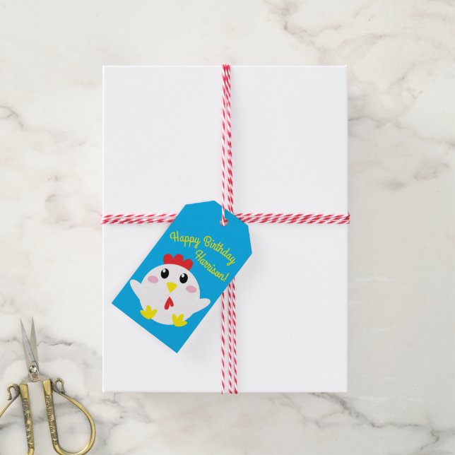 Étiquettes-cadeau Cute ferme de poulet Enfants 1er fête d'anniversai (Avec de la ficelle)