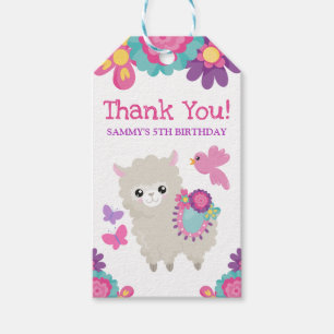 Étiquettes-cadeau Cute Floral Printemps Llama Anniversaire Merci